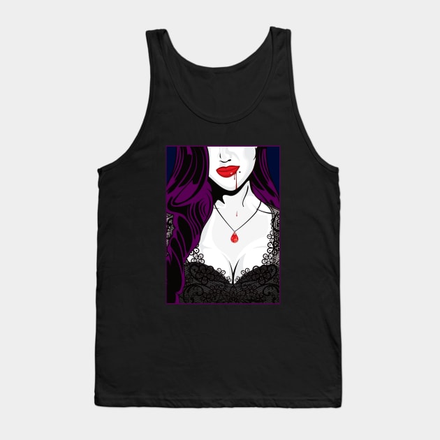 Halloween Vampire Pop Art Girl Tank Top by Hixon House